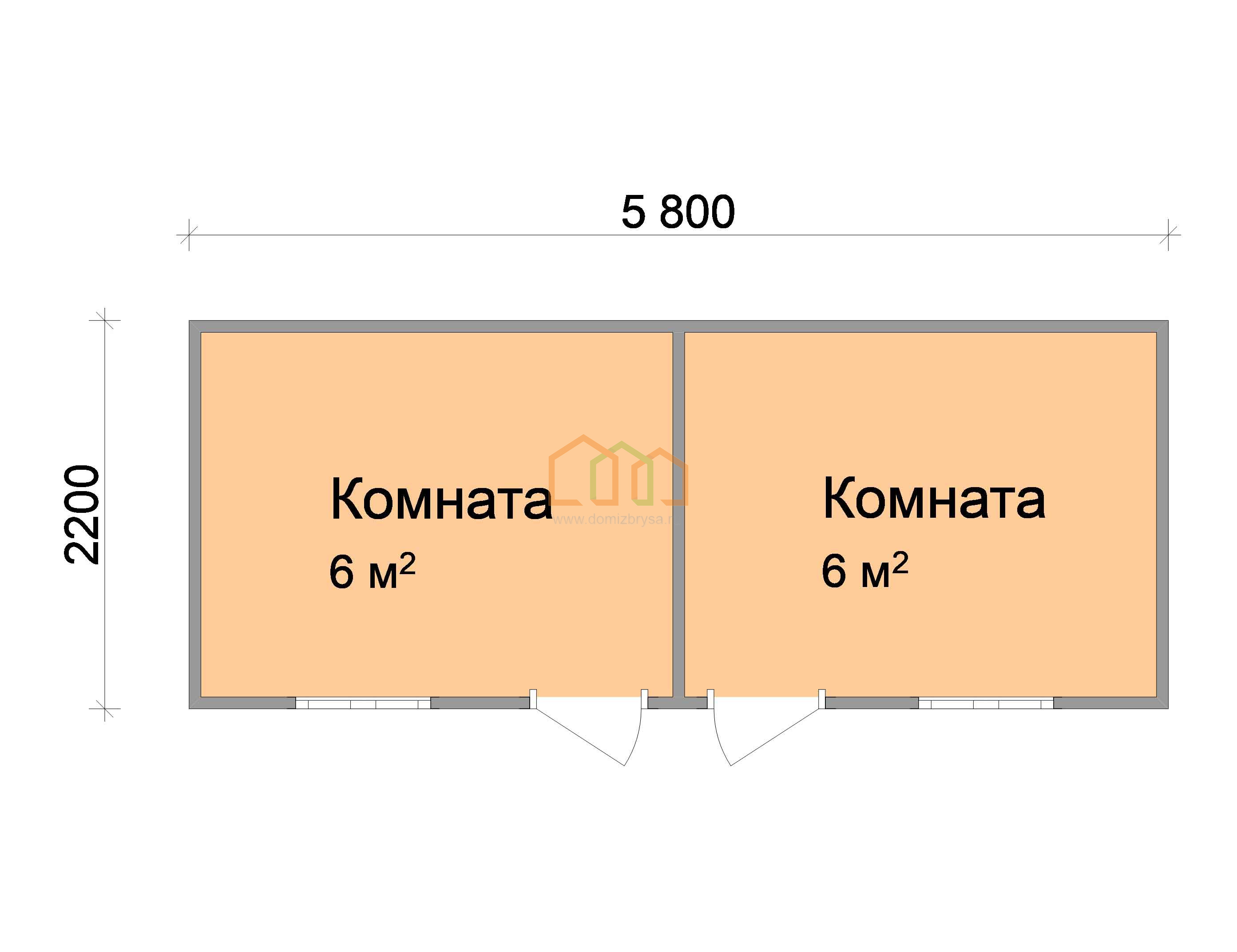 Дачная бытовка 2-х комнатная Лилия 5.8x2.2 Площадь: 12.76 м² в готовом виде  под ключ в Приморске и области